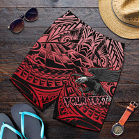 Samoa Polynesian Custom Personalised Men's Shorts - Eagle Tribal Pattern Red - Polynesian Pride