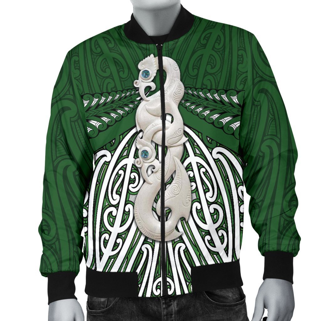 Maori Moko Tattoo Bomber Jacket for Men, Manaia Pounamu - Polynesian Pride