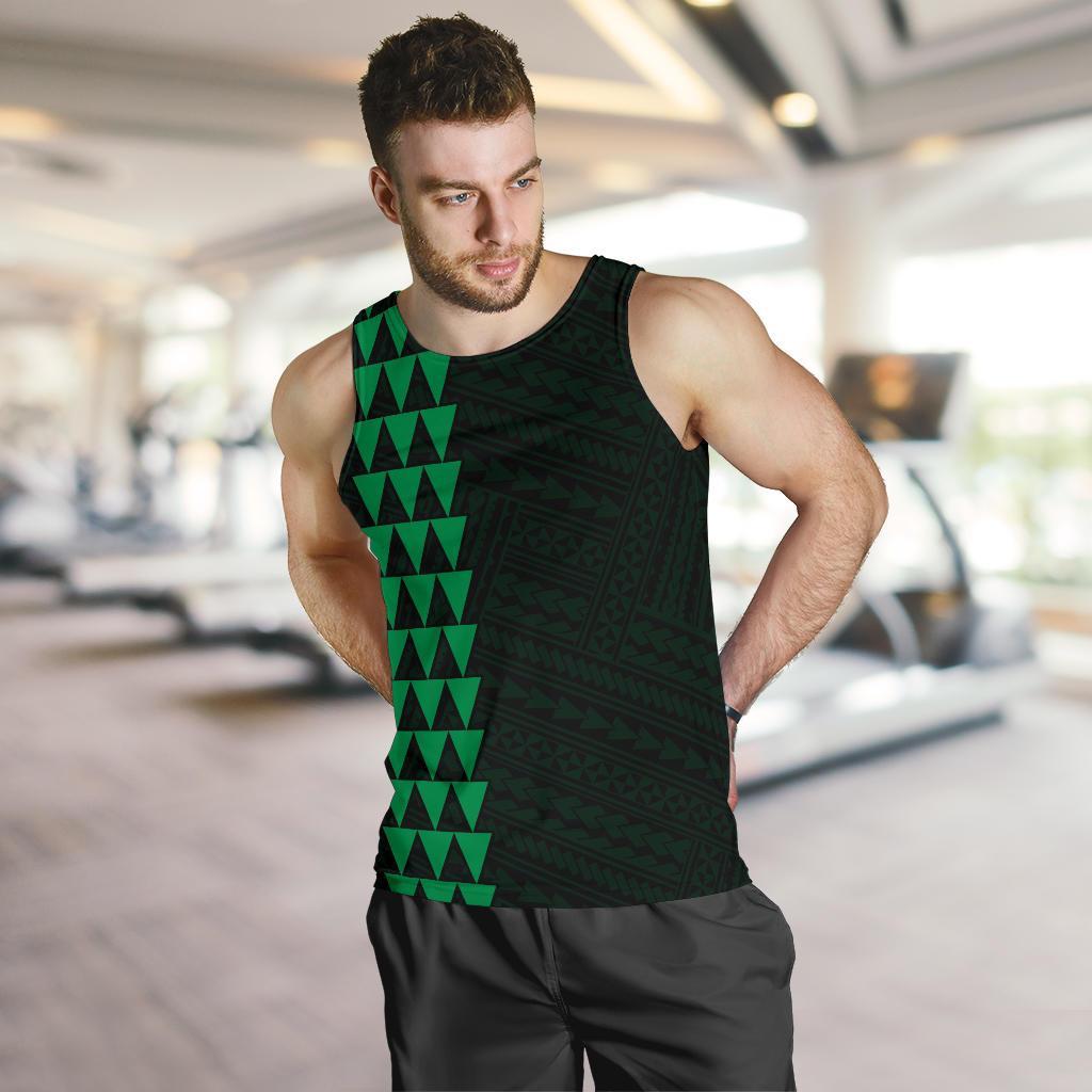Hawaii Kakau Polynesian Hammerhead Shark Map Men's Tank Top - Green - Polynesian Pride