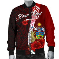 Polynesian Custom Personalised Men's Bomber Jacket - Coat Of Arm With Hibiscus - Polynesian Pride