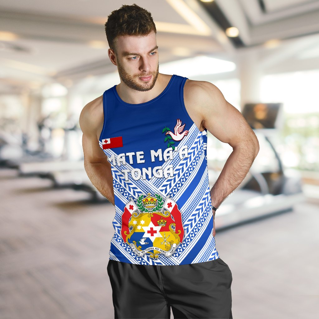 Mate Ma'a Tonga Rugby Men's Tank Top Polynesian Creative Style - Blue - Polynesian Pride