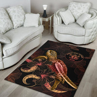 Niue Polynesian Area Rugs - Turtle With Blooming Hibiscus Gold - Polynesian Pride