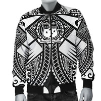 Samoa Polynesian Men's Bomber Jacket - Samoa White Seal with Polynesian Tattoo - Polynesian Pride