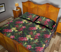 Hawaii Quilt Bed Set Palm Leaves Pineapples Jungle Leaf AH - Polynesian Pride