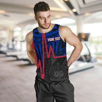 Samoa Personalised Men's Tank Top - Samoa Seal With Polynesian Patterns In Heartbeat Style (Blue) - Polynesian Pride