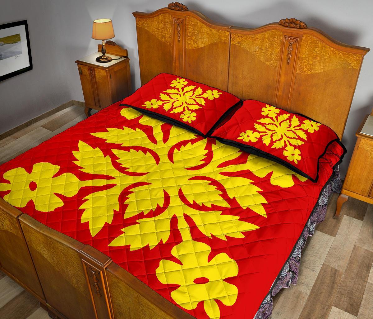 Hawaiian Quilt Bed Set Royal Pattern - Royal - B2 Style - Polynesian Pride
