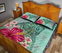 Hawaii Manta Ray Tropical Hibiscus Plumeria Quilt Bed Set - Polynesian Pride