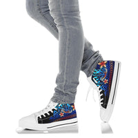 Yap Custom Personalised High Top Shoes Blue - Vintage Tribal Mountain - Polynesian Pride