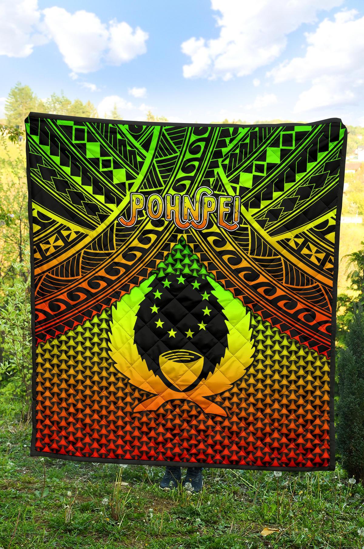 Polynesian Pohnpei Premium Quilt - Reggae Vintage Polynesian Patterns - Polynesian Pride