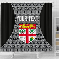 Fiji Custom Personalised Shower Curtains - Tapa Pattern Sport Style 177 x 172 (cm) Black - Polynesian Pride