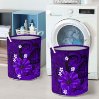 Hibiscus Plumeria Polynesian Turtle Hawaii Laundry Basket Purple AH - Polynesian Pride