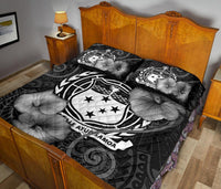 Samoa Polynesian Quilt Bed Set - Samoa Coat Of Arms & Black Hibiscus - Polynesian Pride
