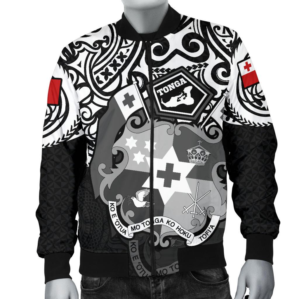 Tonga Polynesian Bomber Jacket (Men) - Tongan Pride (White) - Polynesian Pride