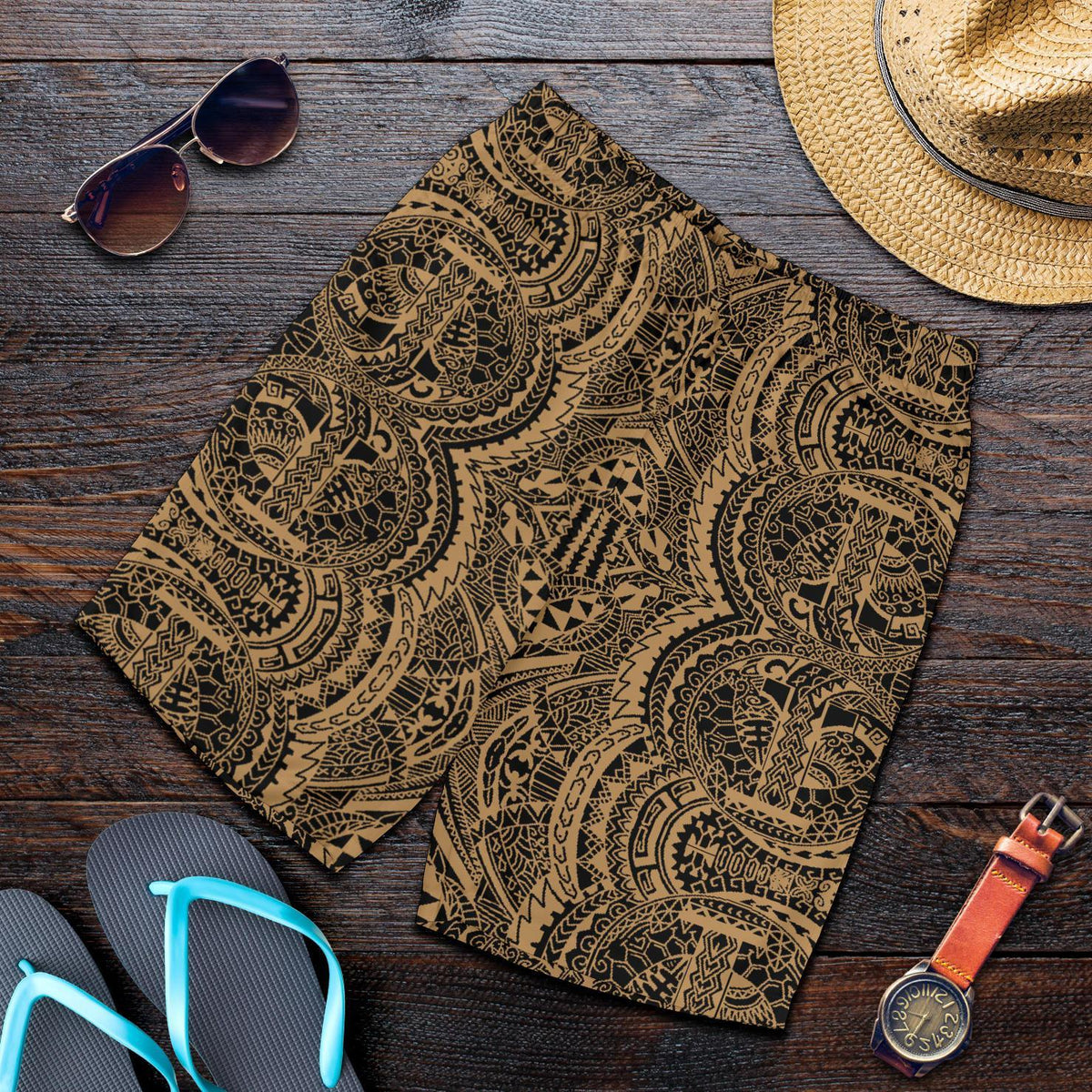 Polynesian Symmetry Gold Men's Short - Polynesian Pride