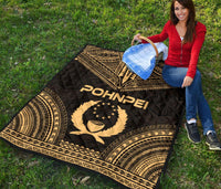 Pohnpei Premium Quilt - Pohnpie Flag Polynesian Chief Gold Version - Polynesian Pride