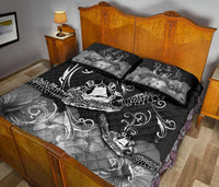 Hawaii Polynesian Turtle Waves Hibiscus Quilt Bed Set - Erik Style - AH - Grey - Polynesian Pride