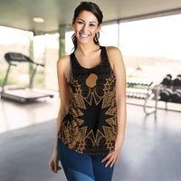 Nauru Polynesian Women Tank Top Map Gold - Polynesian Pride