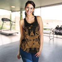 Fiji Polynesian Women Tank Top Map Gold - Polynesian Pride