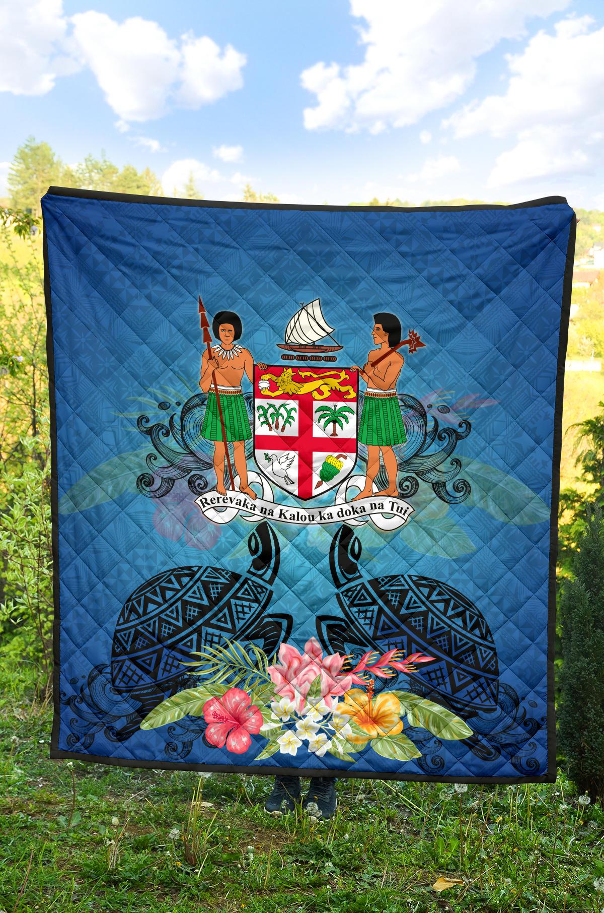 Fiji Premium Quilt - Turtle Hibiscus Tapa Patterns - Polynesian Pride