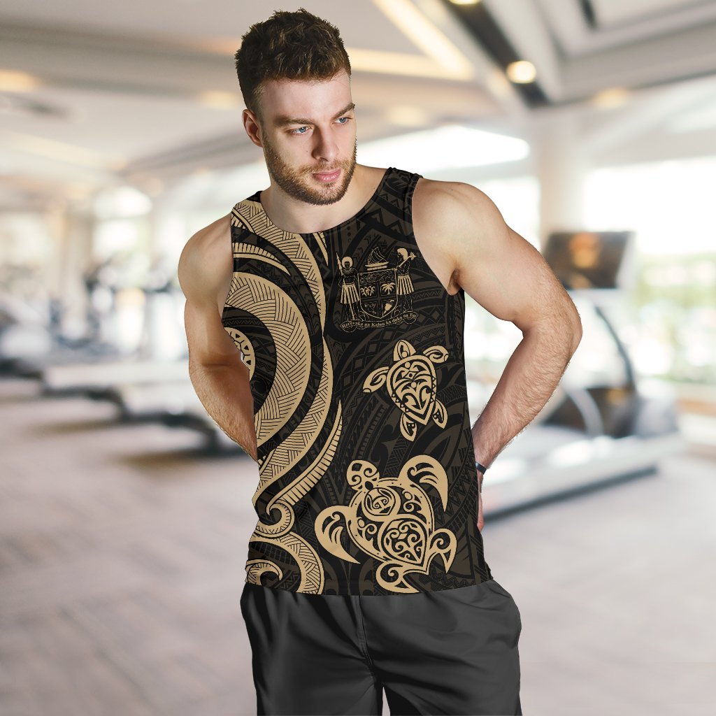 Fiji Polynesian Men Tank Top - Gold Tentacle Turtle Crest - Polynesian Pride