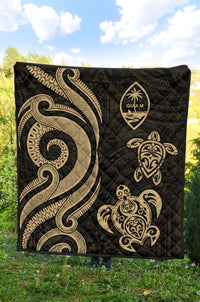 Guam Polynesian Premium Quilt - Gold Tentacle Turtle - Polynesian Pride