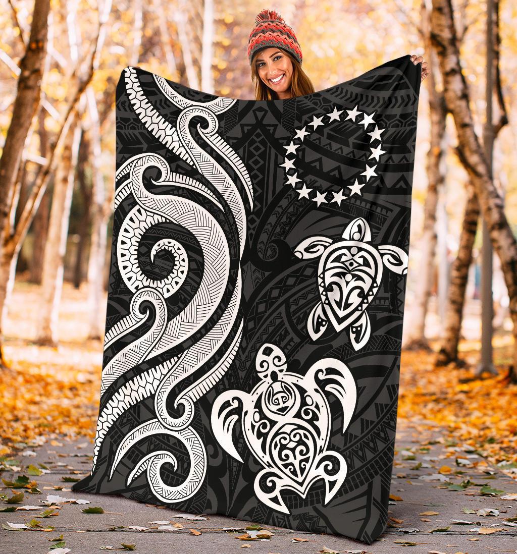 Cook Islands Premium Blanket - White Tentacle Turtle - Polynesian Pride