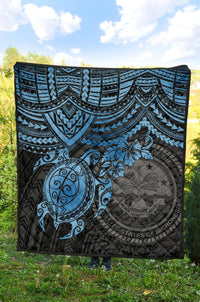 Federated States Of Micronesia Premium Quilt - Federated States Of Micronesia Seal & Blue Turtle Hibiscus - Polynesian Pride