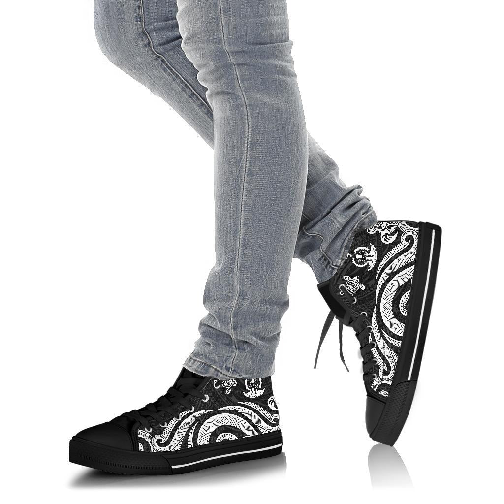 Vanuatu High Top Canvas Shoes - White Tentacle Turtle - Polynesian Pride