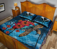 Hawaii Turtle Kanaka Hibiscus Stary Night Quilt Bed Set - Polynesian Pride
