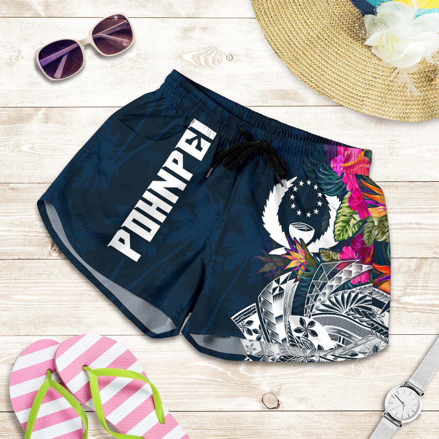 Pohnpei Women's Shorts - Pohnpei Summer Vibes Women Blue - Polynesian Pride