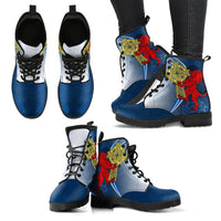 Scotland Leather Boots - Scottish Lion With Celtic Cross - Polynesian Pride