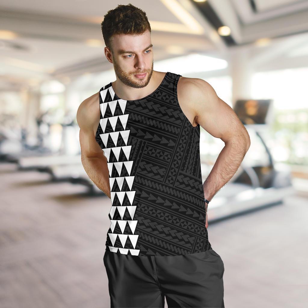 Hawaii Kakau Polynesian Anchor Map Men's Tank Top - White - Polynesian Pride