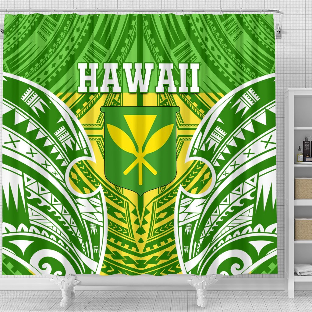 Hawaii Polynesian Shower Curtain - Hawaiian Pattern With Seal - Polynesian Pride