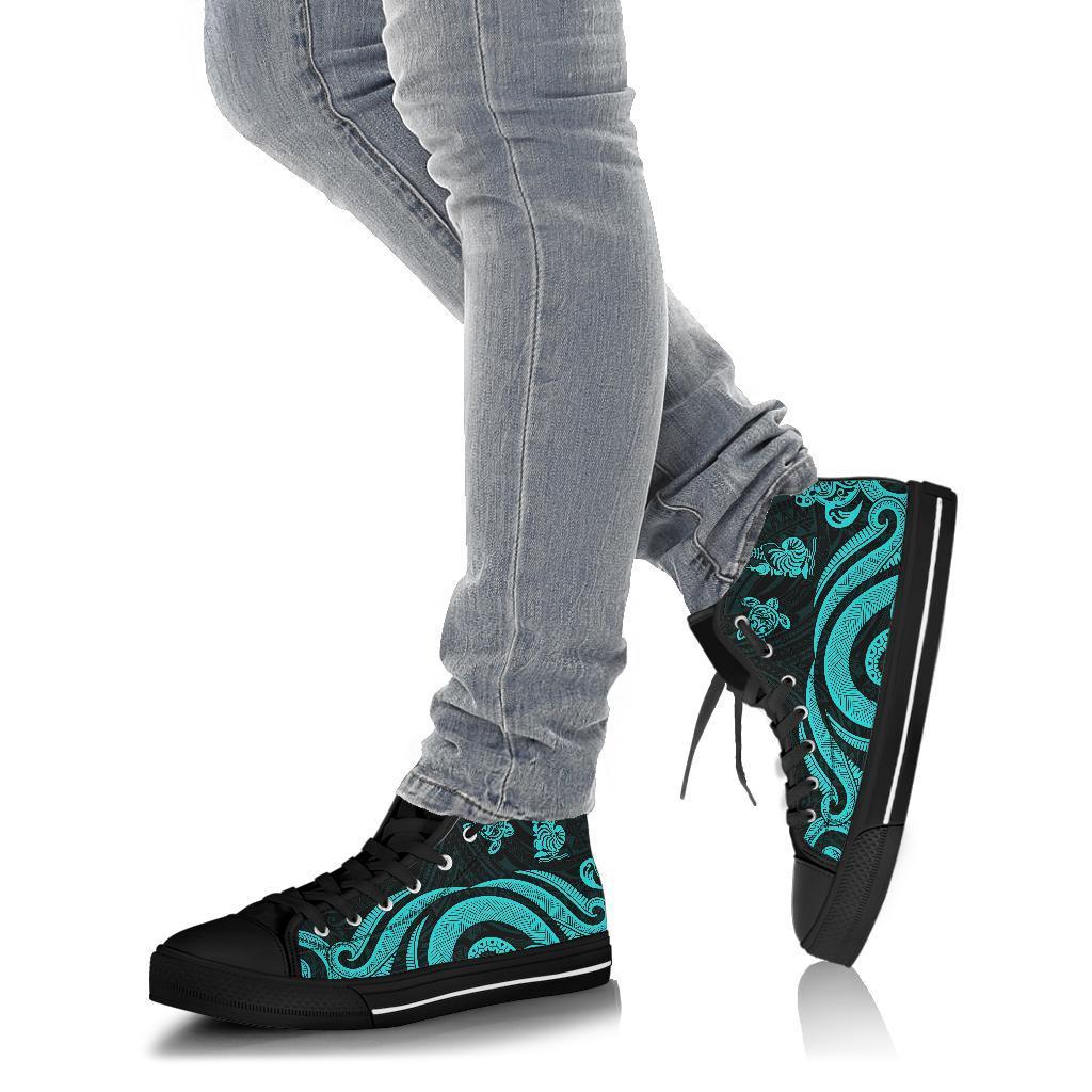 New Caledonia High Top Canvas Shoes - Turquoise Tentacle Turtle - Polynesian Pride