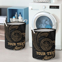 Palau Polynesian Custom Personalised Laundry Basket - Gold Tribal Wave - Polynesian Pride