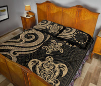 Cook Islands Quilt Bed Set - Gold Tentacle Turtle - Polynesian Pride