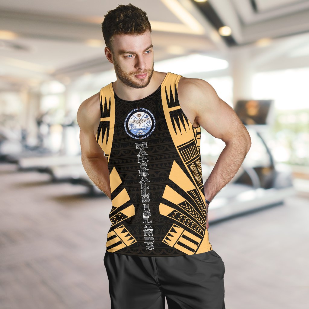 Marshall Islands Men Tank Top - Polynesian Tattoo Gold - Polynesian Pride