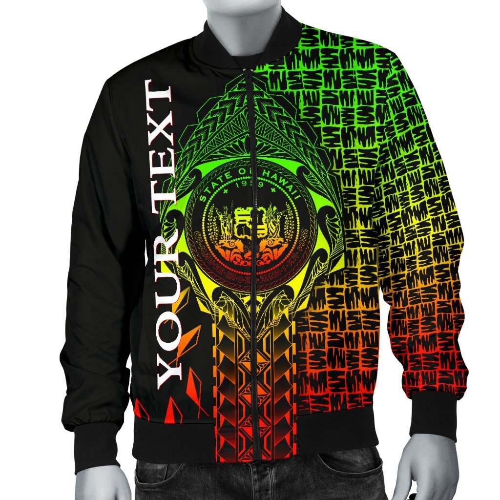 Hawaii Custom Personalised Men's Bomber Jacket - Hawaii Seal Rocket Style (Reggae) - Polynesian Pride