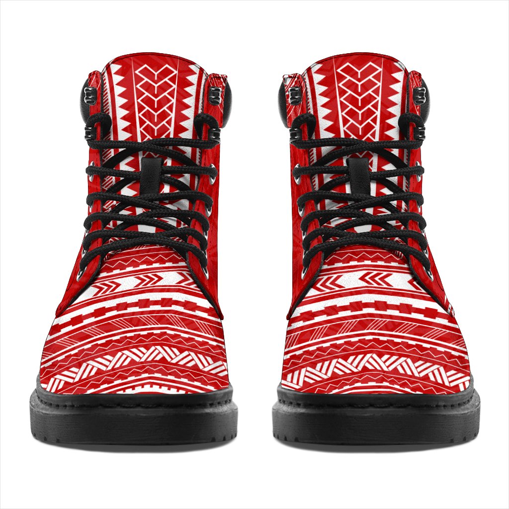 Tonga Leather Boots - Polynesian Flag Chief Version - Polynesian Pride