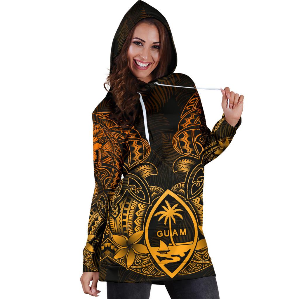 Guam Polynesian Hoodie Dress - Gold Turtle Homeland - Polynesian Pride