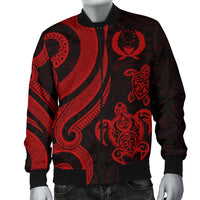 Pohnpei Micronesian Men Bomber Jacket - Red Tentacle Turtle - Polynesian Pride