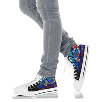 Pohnpei Custom Personalised High Top Shoes Blue - Vintage Tribal Mountain - Polynesian Pride