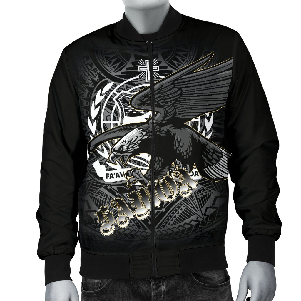 Samoa Polynesian Men's Bomber Jacket - Samoa Eagle Black - Polynesian Pride