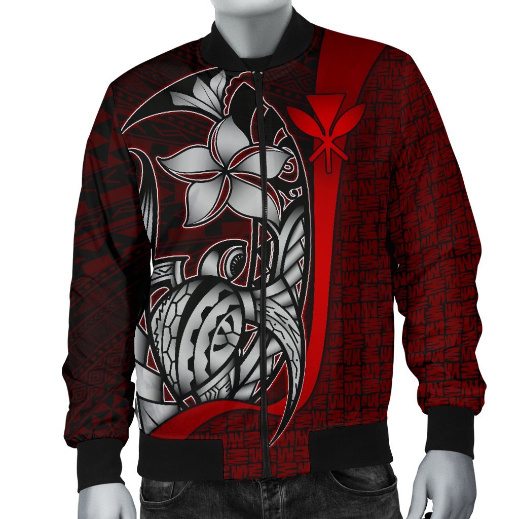 Polynesian Hawaii Men Bomber Jacket Red - Turtle with Hook - Polynesian Pride