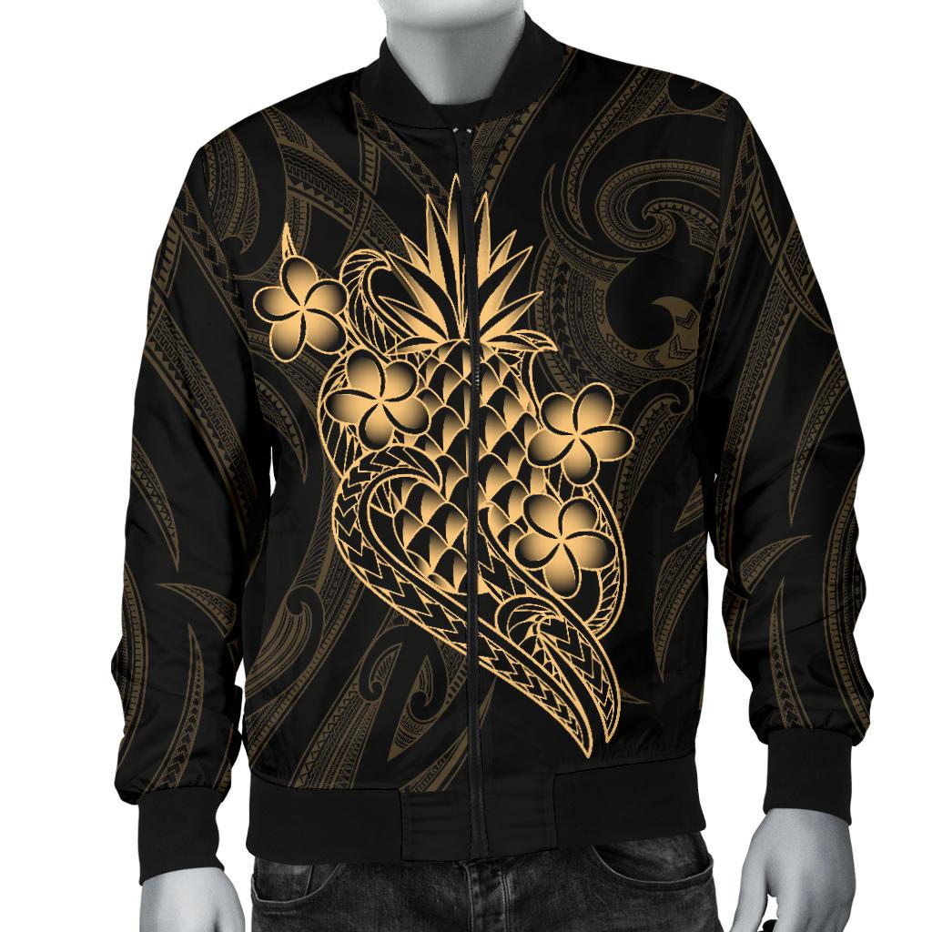 Polynesian Men's Bomber Jacket - Gold Pineapple - Polynesian Pride