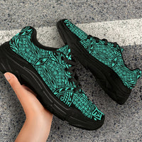 Polynesian Lauhala Mix Turquoise Chunky Sneakers - Polynesian Pride