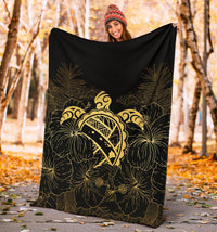 Hawaii Turtle Kanaka Golden Premium Blanket - Polynesian Pride