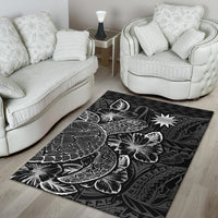 Nauru Area Rugs Turtle Hibiscus Black - Polynesian Pride
