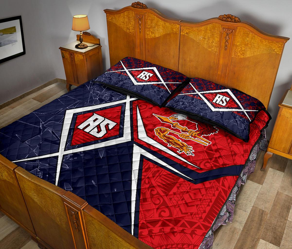 American Samoa Quilt Bed Set - AS Flag with Polynesian Patterns - Polynesian Pride