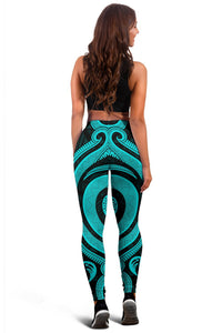 Nauru Women's Leggings - Turquoise Tentacle Turtle - Polynesian Pride